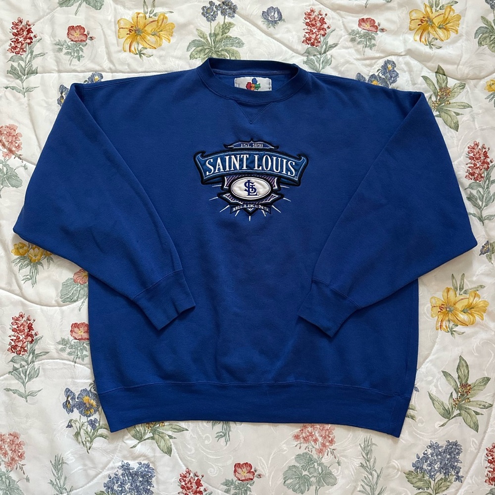 Vintage Midwest St. Louis Billikens embroidered crewneck sweatshirt SLU blue XXL